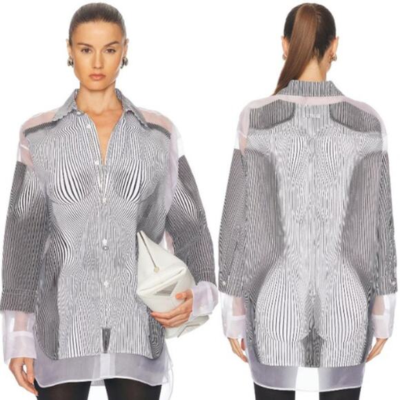 Jean Paul Gaultier | The Petit Grand Pinstripe Body Morphing Oversized Shirt M - Picture 1 of 16